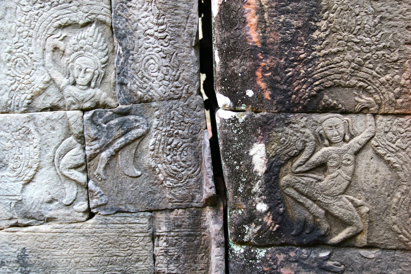 Close-up of detailed stone carving