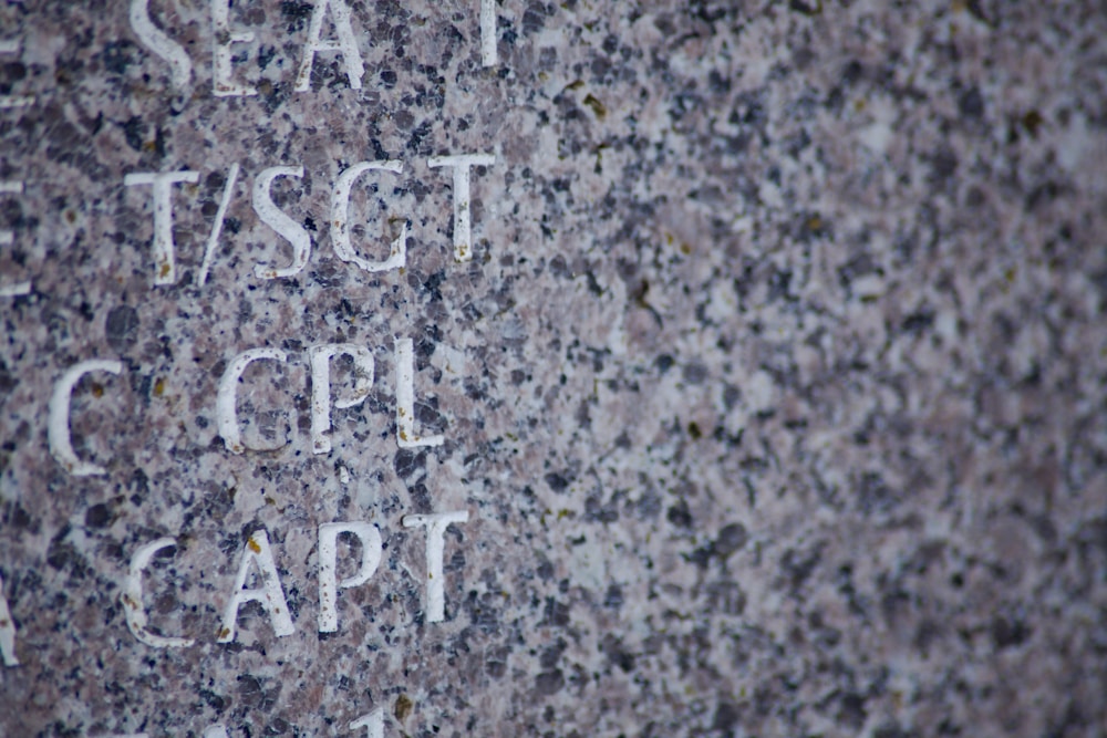 Engraved text on granite stone
