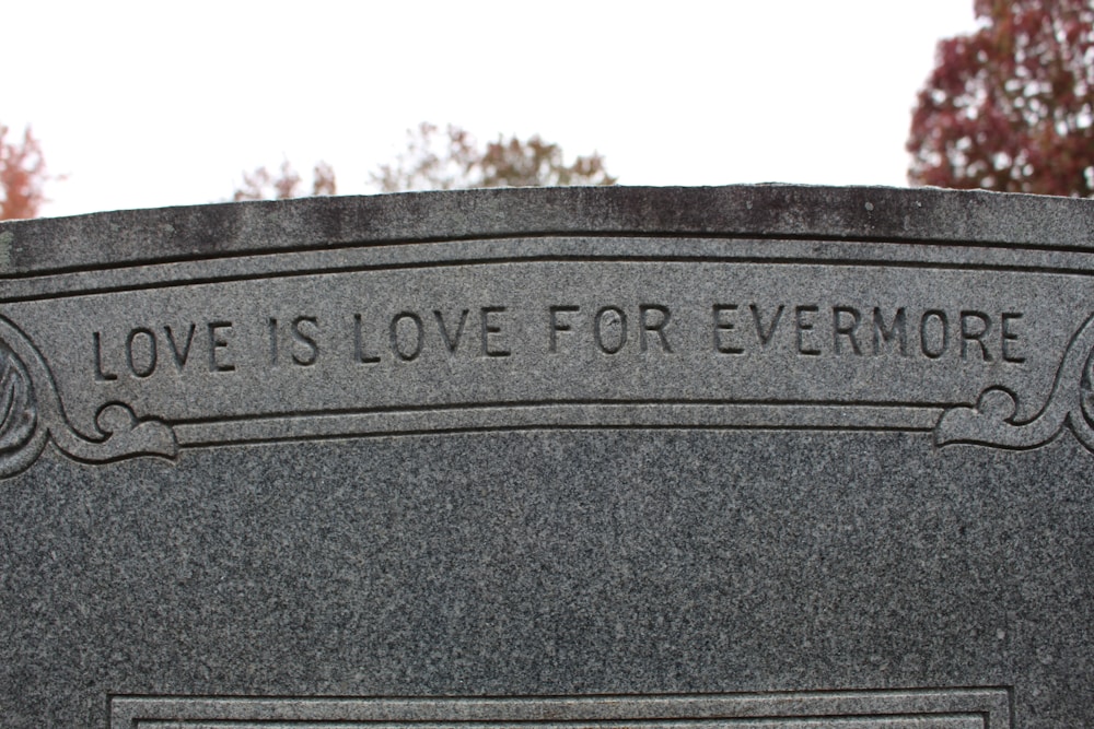 Close view of memorial stone lettering